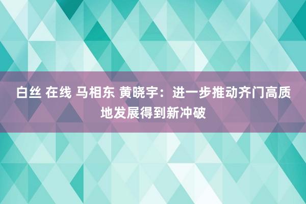 白丝 在线 马相东 黄晓宇：进一步推动齐门高质地发展得到新冲破