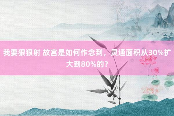 我要狠狠射 故宫是如何作念到，灵通面积从30%扩大到80%的？
