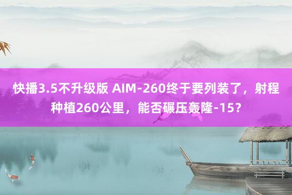 快播3.5不升级版 AIM-260终于要列装了，射程种植260公里，能否碾压轰隆-15？