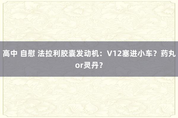 高中 自慰 法拉利胶囊发动机：V12塞进小车？药丸or灵丹？