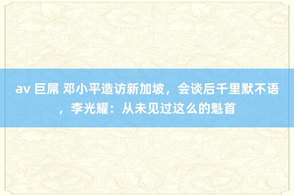 av 巨屌 邓小平造访新加坡，会谈后千里默不语，李光耀：从未见过这么的魁首