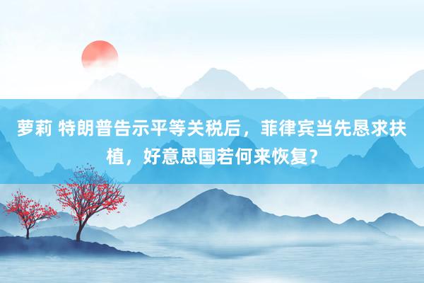 萝莉 特朗普告示平等关税后，菲律宾当先恳求扶植，好意思国若何来恢复？