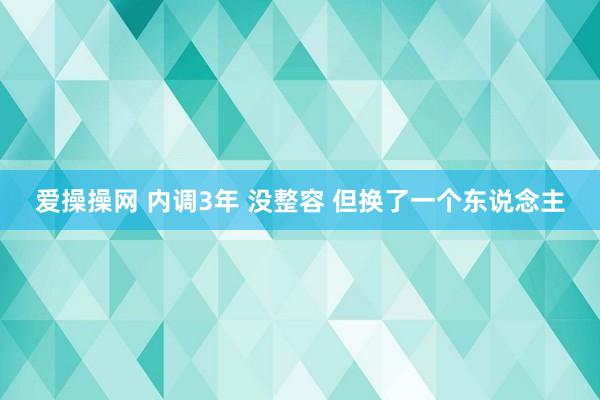 爱操操网 内调3年 没整容 但换了一个东说念主