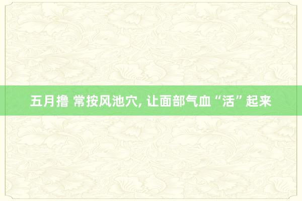 五月撸 常按风池穴, 让面部气血“活”起来