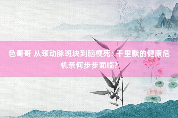 色哥哥 从颈动脉斑块到脑梗死: 千里默的健康危机奈何步步面临?