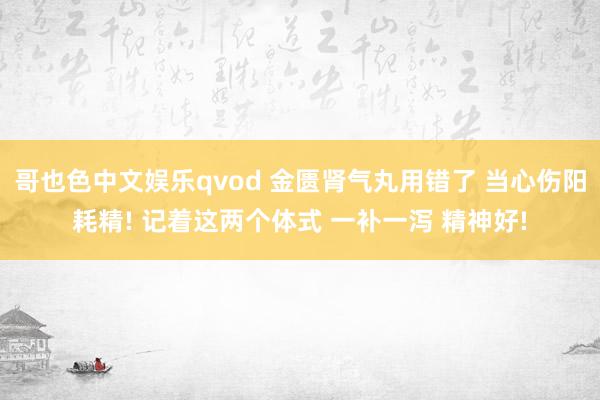 哥也色中文娱乐qvod 金匮肾气丸用错了 当心伤阳耗精! 记着这两个体式 一补一泻 精神好!