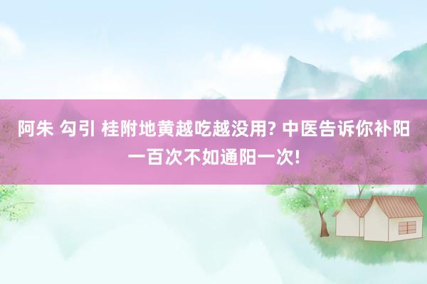 阿朱 勾引 桂附地黄越吃越没用? 中医告诉你补阳一百次不如通阳一次!