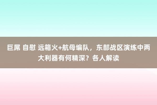 巨屌 自慰 远箱火+航母编队，东部战区演练中两大利器有何精深？各人解读